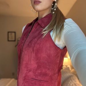 suede red vest